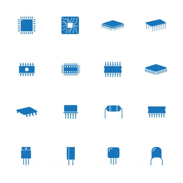 A collection of micro electronic components arranged in a grid